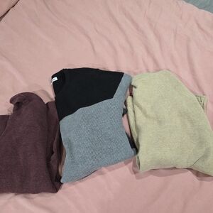 Colorblock Sweater Trio - Black, Gray, Tan